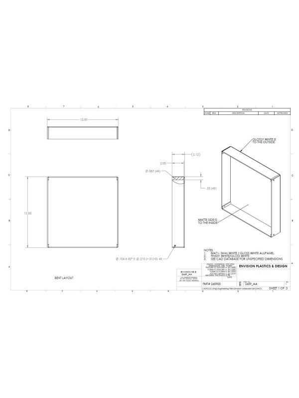 custom ACM alupanel fabricated glossy white tray