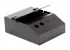 Custom fabricated electronic enclosure with hinged access lid.