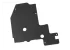 A black, irregularly shaped plastic machine guard with multiple pre-cut holes and cutouts. The plastic machine guard is designed for structural support or component mounting in an industrial or electronic assembly.